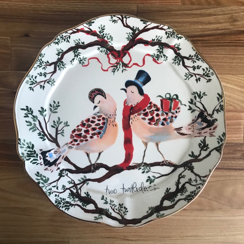 Anthropologie Inslee Fariss Two Turtle Doves Plate